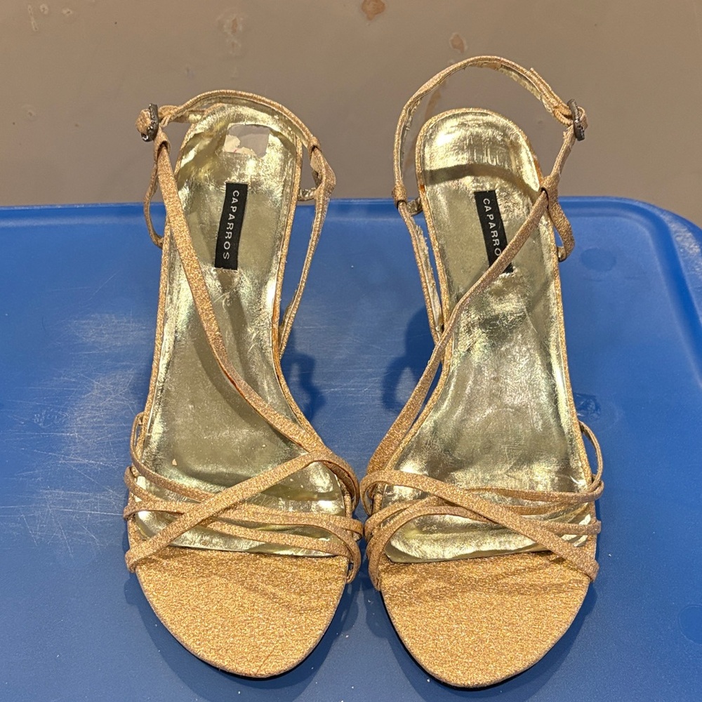 Caparros Glittering Gold Strappy Heels